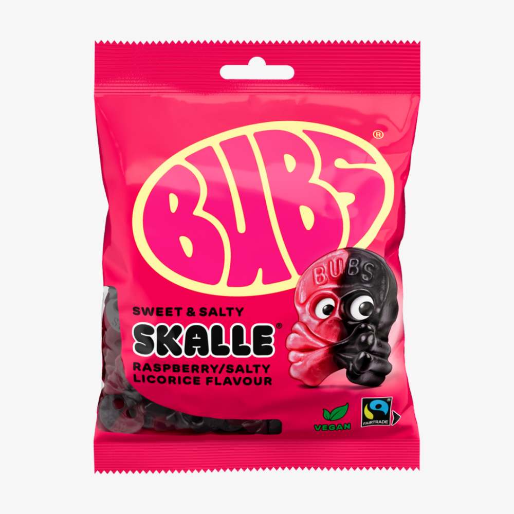 BUBS Raspberry Salty Licorice Skalle 16x 90g