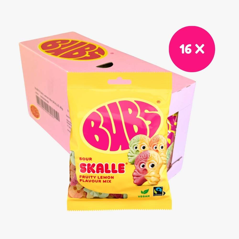 BUBS Fruity Lemon Skalle 90g 16-pack